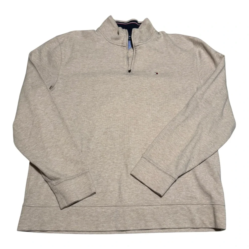 Tommy Hilfiger 100% Cotton Embroidered‎ Logo 1/4 Zip Sweater Men's XL